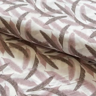 Cotton fabric Cocos leaf small old pink