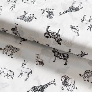 Cotton fabric Wildlife Snoozy white