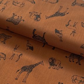 Cotton fabric Wildlife Snoozy brick