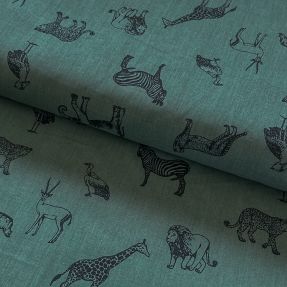 Cotton fabric Wildlife Snoozy dark old green