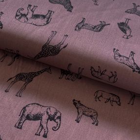 Cotton fabric Wildlife Snoozy mauve