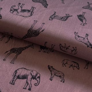 Cotton fabric Wildlife Snoozy mauve