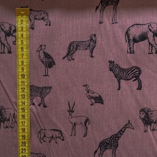 Cotton fabric Wildlife Snoozy mauve