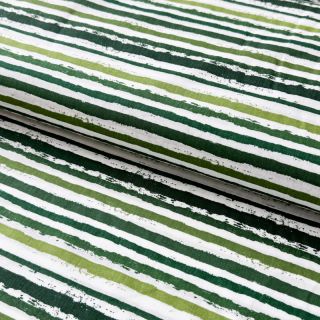 Cotton fabric Small stripes Snoozy camo green