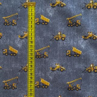 Cotton fabric Jeans construction vehicles anthracite
