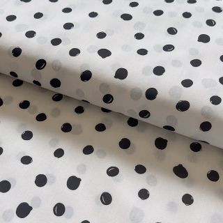 Cotton fabric Draw dots Snoozy white