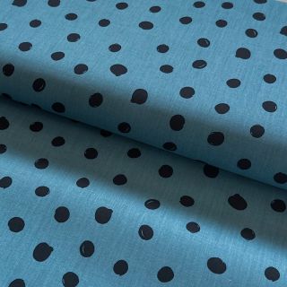 Cotton fabric Draw dots Snoozy steel blue