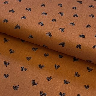 Cotton fabric Draw hearts Snoozy brick