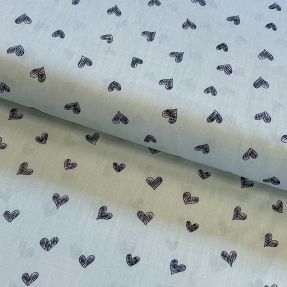 Cotton fabric Draw hearts Snoozy old mint