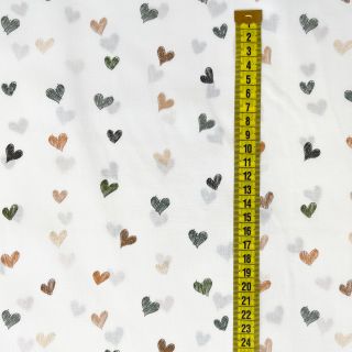 Cotton fabric Hearts Snoozy old green