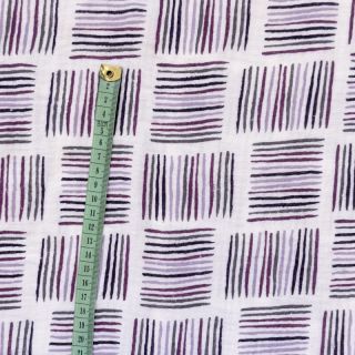 Double gauze/muslin Square stripes Snoozy violet