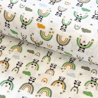 Double gauze/muslin Panda old green