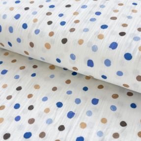 Double gauze/muslin Big dots Snoozy old blue