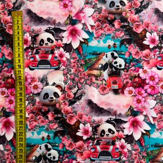 Decoration fabric KIDS BACKPACK Sakura Panda PANEL