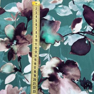 Viscose Twill water painted floral green digital print