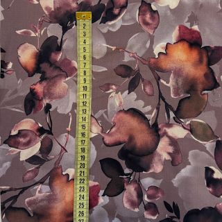 Viscose Twill water painted floral brown digital print