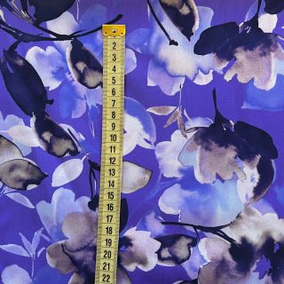 Viscose Twill water painted floral blue digital print