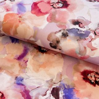 Viscose Twill Blury florals purple digital print