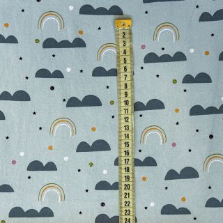 Cotton fabric Funny sky green