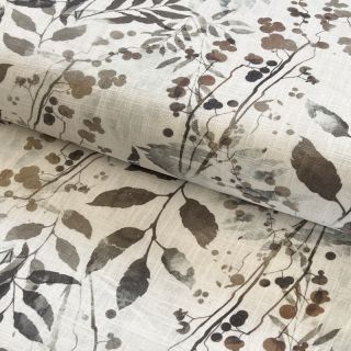 Linen viscose RAMIE Leaves design A digital print