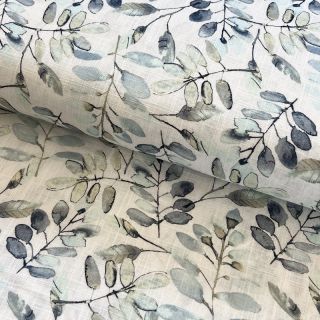 Linen viscose RAMIE Leaves design B digital print