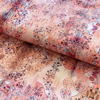 Viscose Satin antique Maroque pink digital print