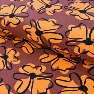 Jersey Retro flowers brown