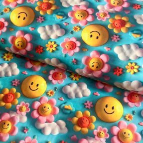 Cotton fabric Smiley digital print