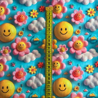 Cotton fabric Smiley digital print