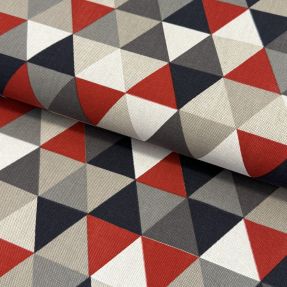 Decoration fabric Linenlook Big triangle red