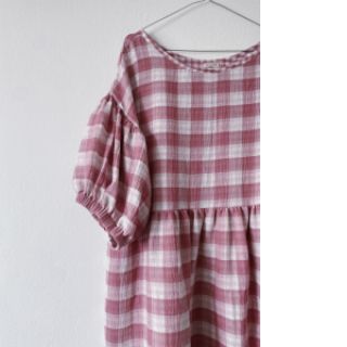 Double gauze/muslin Double sided CHECKS MINI mauve