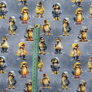 Jersey Raincoat ducklins grey digital print