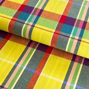 Cotton fabric Check madras lime