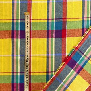 Cotton fabric Check madras lime