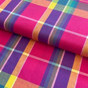 Cotton fabric Check madras purple