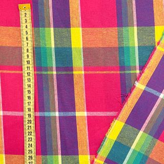 Cotton fabric Check madras purple