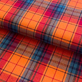 Cotton fabric Check madras orange