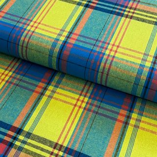 Cotton fabric Check madras aqua lime