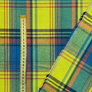 Cotton fabric Check madras aqua lime