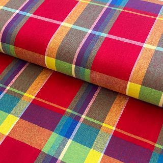 Cotton fabric Check madras dark red