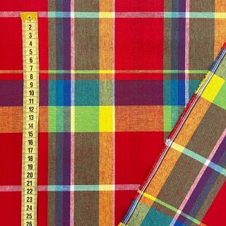 Cotton fabric Check madras dark red