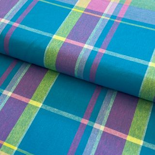 Cotton fabric Check madras petrol