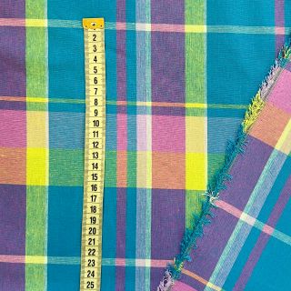 Cotton fabric Check madras petrol