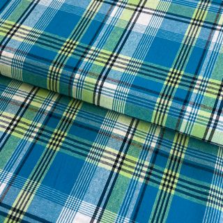 Cotton fabric Check madras aquamarine