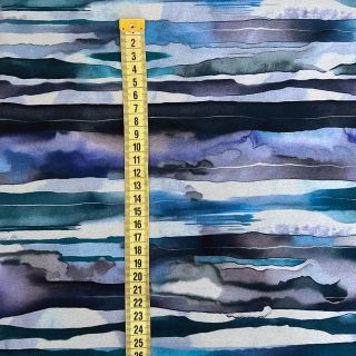 Sweat fabric Wavy stripes petrol digital print