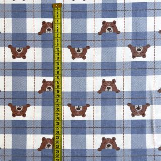 Cotton fabric FLANNEL Bear check jeans