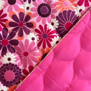 Stepped fabric VELVET Flowers fuchsia digital print