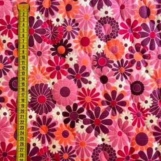 Stepped fabric VELVET Flowers fuchsia digital print