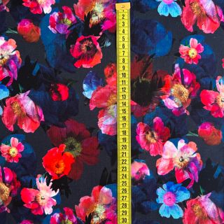 Sweat fabric Wild rose navy digital print