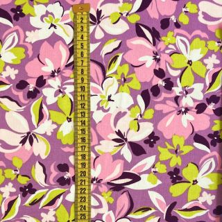 Sweat fabric Bright flowers design pink lime